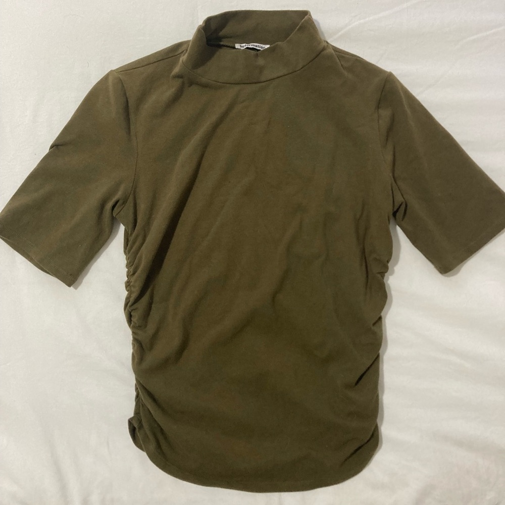 Reformation Mock Neck Olive Green Short Sleeve Small
